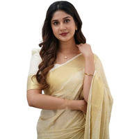 Flosive Womens Kanjivaram Silk Saree With Handloom Weaving Work With Blouse (CREAM)