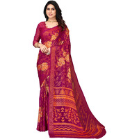 Winza Designer PS Brasso Gagan Rani Pink W Plain Chiffon sarees for women