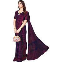 Winza Designer WDP Brasso Bhanu Navy Blue W Plain Chiffon Stylish Saree For Women
