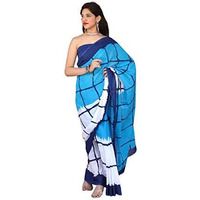 Jalther Handicrafts Womens Ikat Hand Block Print Jaipuri Cotton Mulmul Saree with Blouse Piece - Multi