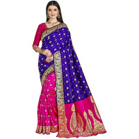 Glory Sarees Womens Silk Blend Banarasi Saree (Banarasi_Saree114_Blue)