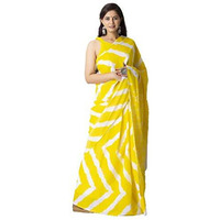 JALTHER Womens Ikat Hand Block Print Jaipuri Cotton Mulmul Saree with Blouse Piece -Yellow_Jal713