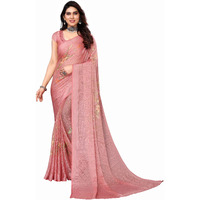 Bee M Pee Designer Chiffon Brasso (Printed saree for women_Peach)