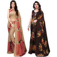 Satrani Womens Polyester Saree (1182ST117_1955ST345_Beige||Brown)
