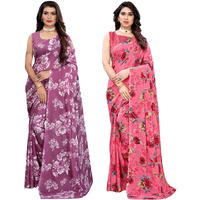 Satrani Womens Polyester Saree (2024ST566_1850ST178_Purple||Pink)