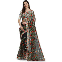 PATLANI FASHION New Bollywood BlockBuster Design Launching Net Embroidery Designer saree Black.