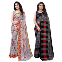 Satrani Womens Polyester Saree (1926ST306_1989ST385_Grey||Grey2)