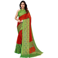 Winza Designer PS Brasso Padma Red_W Plain Chiffon sarees for women