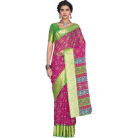 Glory Sarees Womens Organza Bandhani Saree With Blouse Piece (Organza101_Rani)