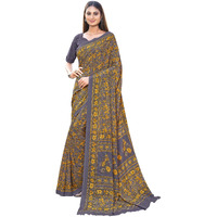 Vimla Womens Multi Crepe Silk Uniform Saree with Blouse (Yellow_1405_AC)