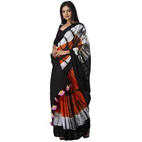 JALTHER Womens Ikat Hand Block Print Jaipuri Cotton Mulmul Saree with Blouse Piece - Maroon_Jal743