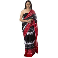 JALTHER Handicrafts Womens Ikat Hand Block Print Jaipuri Cotton Mulmul Saree with Blouse Piece - Red