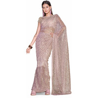 Womanista Womens Foil Embellished Lycra Ready to Wear Saree (TI4039_Pink)