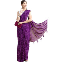 RANI SAAHIBA Womens Chiffon Bandhani Printed Saree Without Blouse (SSKR1961_Purple)