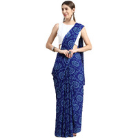 RANI SAAHIBA Womens Chiffon Bandhani Printed Saree Without Blouse (SSKR1958_Blue)