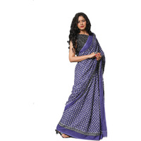 JALTHER Handicrafts Womens Ikat Hand Block Print Jaipuri Cotton Mulmul Saree with Blouse Piece - Purple