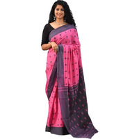 JALTHER Handicrafts Womens Hand Block Kalamkari Batik Bagru Jaipuri Ikat Printed Handloom Pure Cotton Mulmul Traditional Ethnic Cotton Sarees With Printed Blouse Piece - Pink