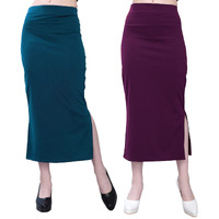 Selvia Womens Lycra Full Elastic Saree Shapewear Petticoat Combo Pack of 2 (292TKN136-S_292TKN137-S_Pine Green||Wine)