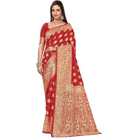 Glory Sarees Womens Banarasi Silk Saree With Blouse Piece (Banarasi_Saree131_Red)