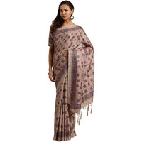 AKHILAM Womens Pashmina silk Saree with Unstitched Blouse Piece (Free size_Beige_3KSMRA20252)