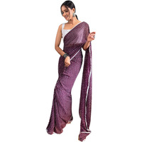 Sidhidata Womens Georgette Bandhni/Bandhej Printed Ready To Wear 1 Minute Saree With Unstitched Blouse Piece (RTW Bandhani Coffee_Coffee_Free Size)