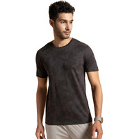 DAMENSCH Mens Regular Fit Cotton Blend Crew Neck Melange Tshirt | round neck t shirts for men t shirt for men t shirts for man tshirt for men stylish-Fossil Black-2XL