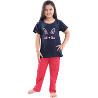 AV2 Girls Cotton All Over Print Night Suit Pack Of 2 (6619B8_Navy Blue_8 Years-9 Years)