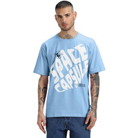 Veirdo Pure Cotton Half Sleeve Round Neck Oversized Fit Graphic Print Blue T-Shirt Men/Boys (OS_V_SPCECPSUL_BL_XXL) (Available in from S to 2XL)