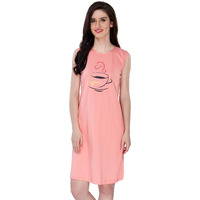 AV2 Womens Cotton Plain / Solid Maxi Length Night Dress (3082CL_Peach_L)