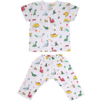A Toddler Thing 100% Organic Muslin Sleepsuit | Top & Pants | Night Suit for Boys & Girls | Sleepwear Baby Products | Night Wear Rompers | Full Cover Dress | Color: Stoneage | Grey | Size - 6-9 Months