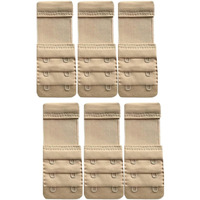 Bureaucrat Elastic Bra Hook Extender-(2 Hook/3 Eye & 3 Hook/3 Eye) with Extra Elastic- Increase Band Length-Bra Hook Extender Combo for Women (2 Hooks -(Beige Pack of 6))