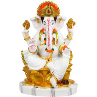 FABZONE Marble Dust Lord Ganesha | Ganpati | Vinayak Idol, 9.5 Inches, Multicolor(White), 1 Piece