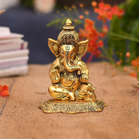 Collectible India Metal Lord Ganesh Idol, 6.5 x 5 x 2.5 Inches, Golden (Model Number: GBS211)