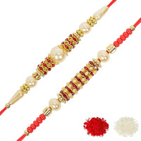 Riddhika Ventures Base Metal With Pearl Festival Rakhi Bracelet With Roli Chawal And Greeting Card For Men (multicolour)