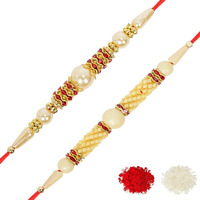 Riddhika Ventures Lavish Pearl and Dimond Ring Rakhi (Set of 2) with Roli Chawal and Greeting Card (J1O1)