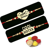 Saugat Traders Rakhi for Sister Pack of 2 - BFF Behen Rakhi and Cool Sister Rakhi for Girls - Designer Rakhi with Roli Chawal and Chopra