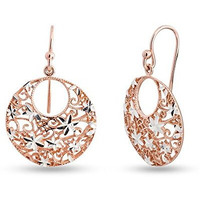 LeCalla Sterling Silver BIS Hallmarked Jewelry Diamond-Cut Filigree Rose-Gold-Plated Drop Dangler Earrings for Teen and Women | Rakhi Gift for Sister