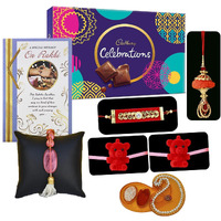 Saugat Traders Rakhi for Bhaiya Bhabhi Kids with Chocolate - Rakshabhandan Card - Traditional Chuda Rakhi and Designer Rakhi for Bhabhi - Rakhi for Bhaiya - Cartoon Rakhi with Roli Chawal Chopra