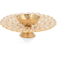 Brass Akhand Diya Oil Lamp for Puja - Large Round Crystal Deepak for Home Office Pooja Articles Decor ( Large 6.25 X 2.25 Inch)