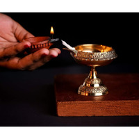 True Decor Kuber Stand Diya Brass Diya for Puja with Stand Pack of 2 (Height: 2 Inch)