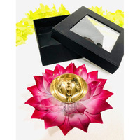DSH Brass Lotus/Kamal Design Diya Deepak Gift Pack | Akhand Jyot | Arti Poojan Temple Home Dcor (Pink)