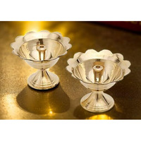 True Decor Devdas Brass Diya for Puja Diwali Diyas for Decoration Pack of 2 (Height: 2 Inch)