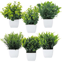 Dekorly Artificial Potted Plants, 6 Pack Artificial Plastic Eucalyptus Plants Small Indoor Potted Houseplants, Small Faux Plants for Home Decor Bathroom Office Farmhouse (Set 0F 6)