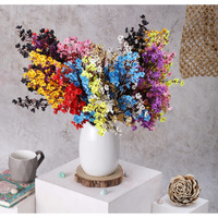 SATYAM KRAFT 5 Pcs Artificial Babys Breath Gypsophila Sticks Flowers Decorative Items, Home Decor, Rakshabandhan Decoration (without Vase) (Multicolor) (fabric)
