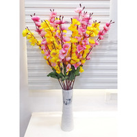 ARTSY Artificial Flowers for Decoration Cherry Blossom Flower Bunch for vase, Home Decor, artificial plant, gift, craft, without vase, Combo, pack of 2 Pieces, Yellow babypink 55 cm height