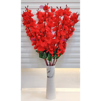 ARTSY Artificial Flowers for Decoration Cherry Blossom Flower Bunch for vase, Home Decor, Office Decor, Artificial Plant, Gift, Craft, Without vase, Combo, Pack of 2 Pieces, Red 55 cm Height