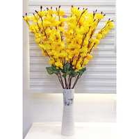 ARTSY Artificial Flowers for Decoration Cherry Blossom Flower Bunch for vase, Home Decor, Office decor, artificial plant, gift, craft, without vase, Combo, pack of 2 Pieces, Yellow 55 cm height