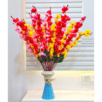 ARTSY Artificial Flowers for Decoration Cherry Blossom Flower Bunch for vase, Home Decor, Office Decor, Artificial Plant, Gift, Craft, Without vase, Combo, Pack of 3 Pieces, 55 cm Height, Assorted