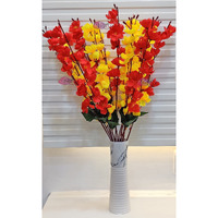 ARTSY Artificial Flowers for Decoration Cherry Blossom Flower Bunch for vase, Home Decor, Office decor, artificial plant, gift, craft, without vase, Combo, pack of 2 Pieces, Yellow Red 55 cm height