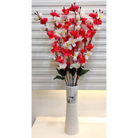 ARTSY Artificial Flowers for Decoration Cherry Blossom Flower Bunch for vase, Home Decor, Office decor, gift, craft, without vase (White, pink, 1 Piece), 55 cm height